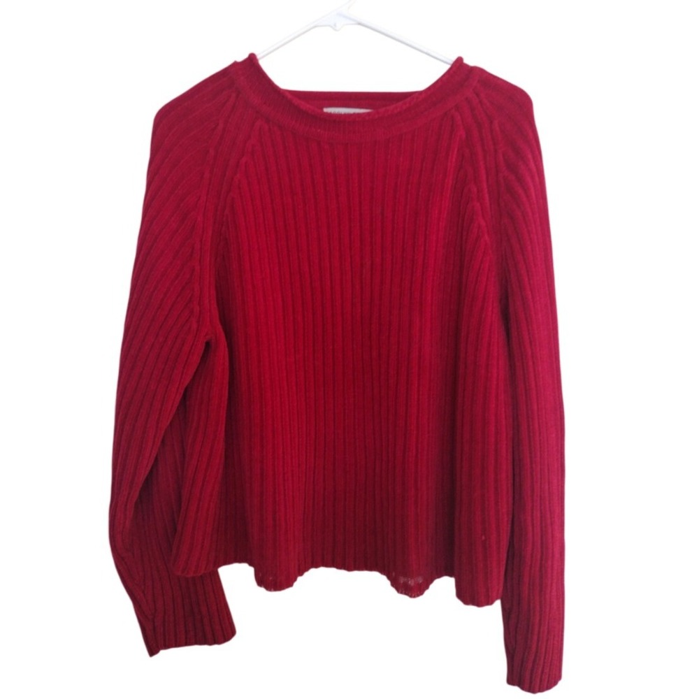 Carolyn Taylor‎ Red Knit Long Sleeve Round Neck Knit Sweater Women's Size XL